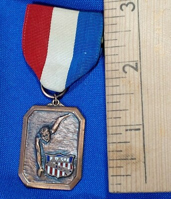 1962 AAU Indiana association championship medal pin badge swimming 50 Meter fly