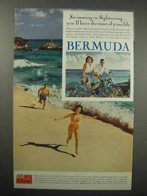 1962 Bermuda Tourism Ad Swimming or Sightseeing