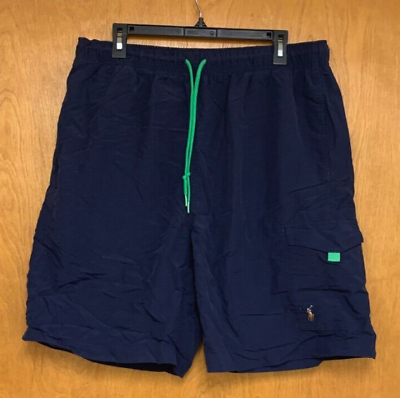 #ad Polo Ralph Lauren Men’s XL Navy Blue Green Drawstring Swim Trunks Shorts *Read