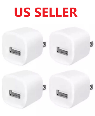 4x White 1A USB Power Adapter AC Home Wall Charger US Plug FOR iPhone 5 6 7 8