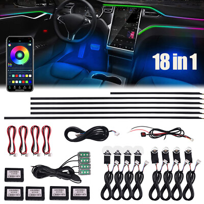 18 in1 RGB Symphony Car Ambient Interior LED Acrylic Guide 64 Color Fiber Lights