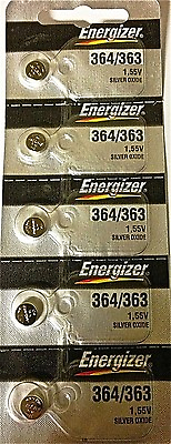 #ad ENERGIZER 364 363 SR621W SR621SW 5 piece BATTERIES Sealed Authorized Seller