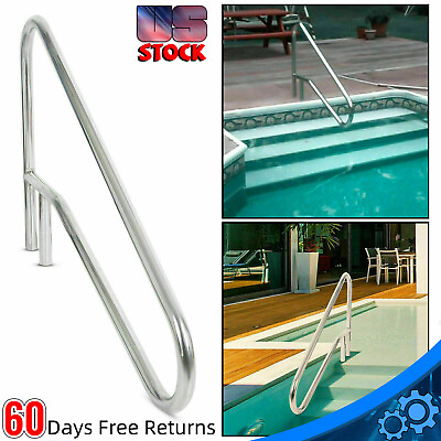 Pool Handrail Cross Braced Deck Mounted Step Stair Rail Stainless steel 50quot;x 36quot;