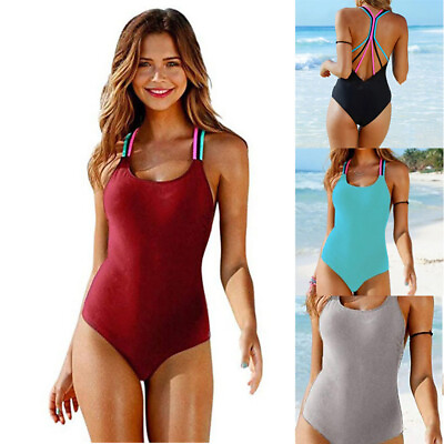 #ad Swimsuit Swimwear Control Costume Monokini Women#x27;s Tummy Padded Bikini Swimming