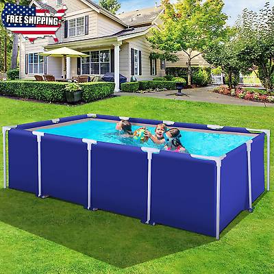 #ad #ad 7X 4.9X 2Ft above Ground Swimming Pool Rectangular Metal Frame Swimming Pool NEW