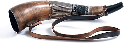 #ad Viking War Horn 18quot; Genuine Ox Horn Battle Trumpet Premium Hand Engraved