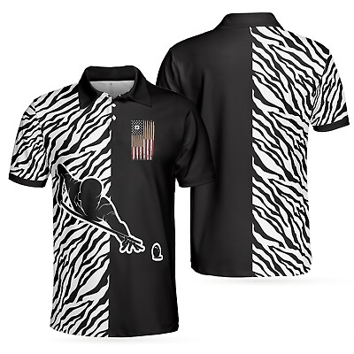 Billiards Zebra Cool Billiards With Zebra Pattern Men#x27;s Polo Shirt S 5XL