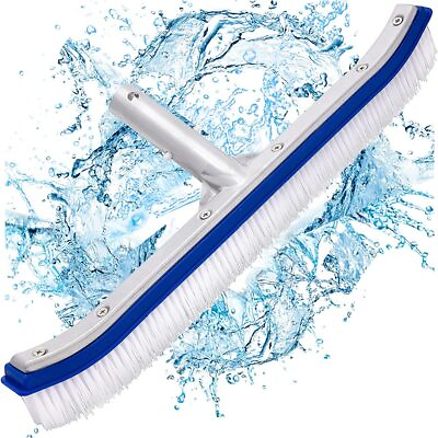 #ad 18 inch Swimming Pool Brush with Aluminum Handle Durable Bristles EZ Clips