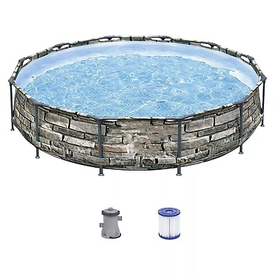 #ad #ad Round Above Ground Swimming Pool w Pump12#x27; x 30quot; Steel