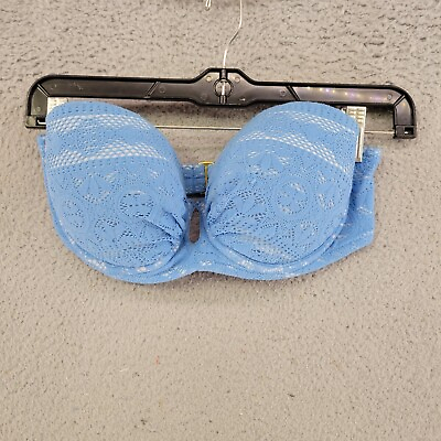 #ad Victorias Secret Bikini Top Womens 34D Blue Strapless Summer Swimming Underwired