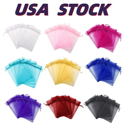 #ad 100x Sheer Organza Wedding Party Favor Gift Candy Bags Jewelry Pouches USA STOCK