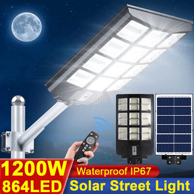 990000000000LM 1200W Watts Commercial Solar Street Light Parking Lot Road Lamp