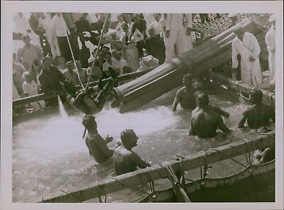 #ad GA60 Orig Photo ISLAND SWIMMING POOL Water Slide Splashing Sailors Recreation