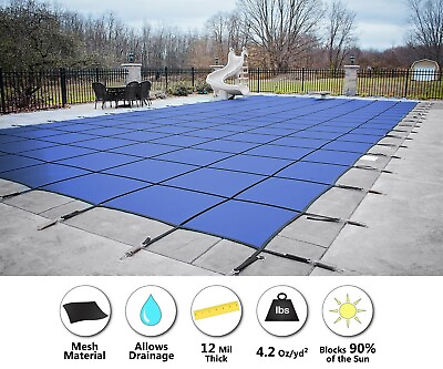#ad #ad GLI Secur A Pool Blue Mesh Rectangle Swimming Pool Safety Cover Choose Size
