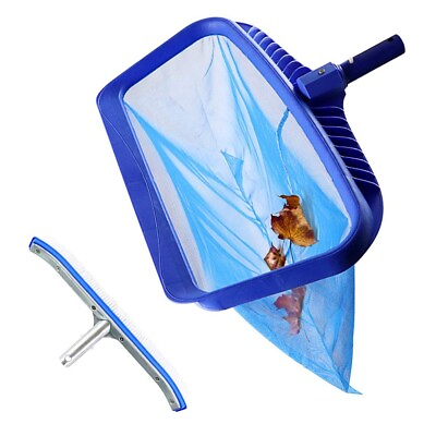 Fine Mesh Heavy Duty Swimming Pool Skimmer Leaf Net Cleaning Tool and Wall Brush