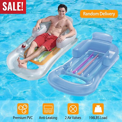 59quot; Inflatable Lounge Swimming Pool Floats For Adults Lounger Cool Water Rafts