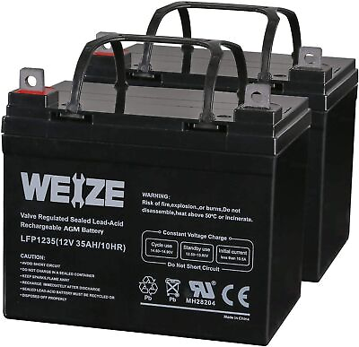 12V 35AH Deep Cycle Battery for Scooter Pride Mobility Jazzy Select Set of 2