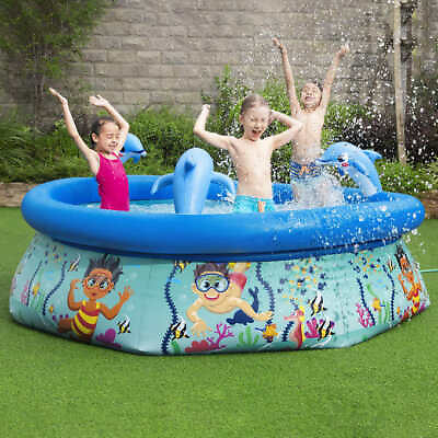 #ad H2OGO Bestway 8#x27; Inflatable Underwater Oasis Spray Summer Pool Built In Sprayer