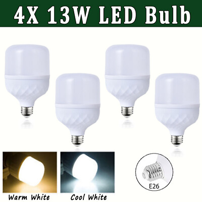 E26 LED Bulb Lamp Bright Home Replace Bulb 3000K 6500K Globe 4X 13W