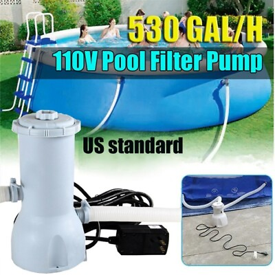 #ad 530GPH Above Ground Swimming Pool Water Cartridge Filter Pump Cleaning System US