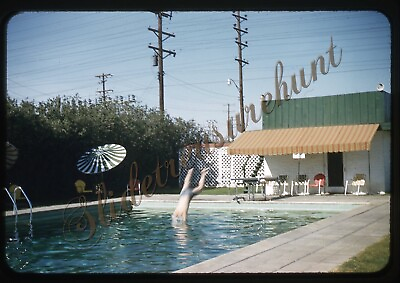 #ad #ad Swimming Pool Man Diving Board 35mm Slide 1950s Red Border Kodachrome