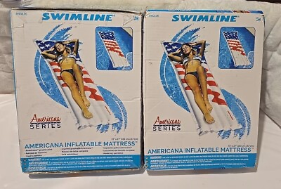 #ad 2 Swimline Americana Series Inflatable Mattress Pool Water Floats Both Brand New