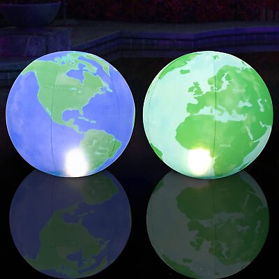 #ad 2Pcs Floating Pool Lights Solar Earth Pool Lights Waterproof15quot; Floating Light