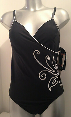 Black Swimsuit UK 12 Swimming Costume Bathing Suit Fantasizer Look size thinner