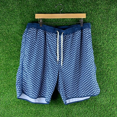 #ad Fair Harbor swim shorts trunks 3XL blue striped lined elastic waist Geometric