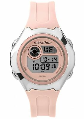 #ad Timex TW5M32700 Marathon Pink Resin Watch Indiglo Chronograph Alarm