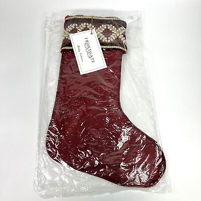 Frontgate Holiday Collection Christmas Burgundy Stocking Stones Jewels New
