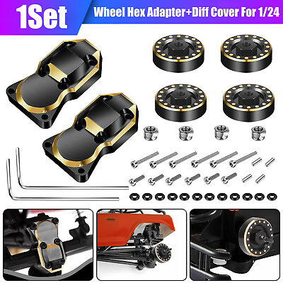 1 Set Brass Wheel Weights Hex AdaptersDiff Cover For Axial SCX24 RC Crawler Car