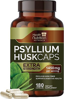 High Absorption Psyllium Husk Fiber Caps 1450 mg Natural Soluble Fiber Capsules