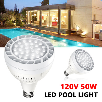 #ad 50W 120V Swimming Pool Light Bulb LED Garage Pond Library White Daylight 6000K
