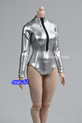 #ad 1 6 Silver Tight Zippered Jumpsuit swimming Fit 12#x27;#x27; Female PH Figure Body Doll