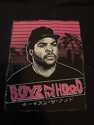 #ad Boyz N the Hood Men#x27;s T Shirt Black Size XL Doughboy Above Japanese Writing