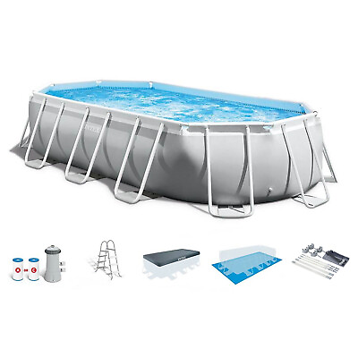 #ad Intex 20ft x 10#x27; x 48quot; Prism Frame Oval Swimming Pool Set Kit with Pump amp; Canopy