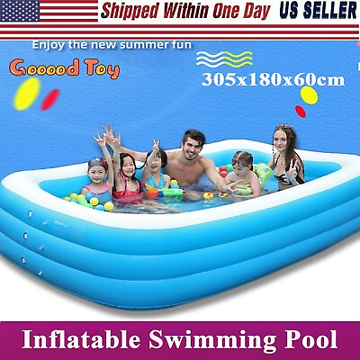 #ad 120quot; Inflatable Swimming Pools Kids Family Outdoor Above Ground Paddling Pool