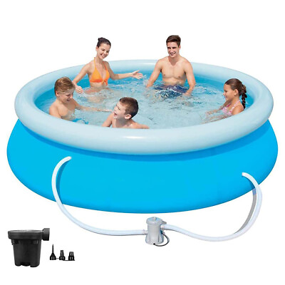 #ad Swimming Pool Above Ground Inflatable With Filter Pump Family Kids Outdoor Round
