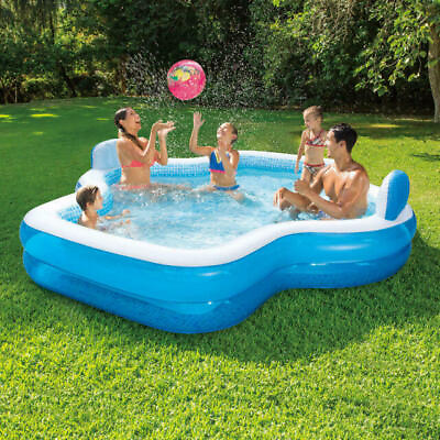 #ad Mosiac Family Inflatable Swimming Pool 10 Ft Long Seats With Backrests Summer