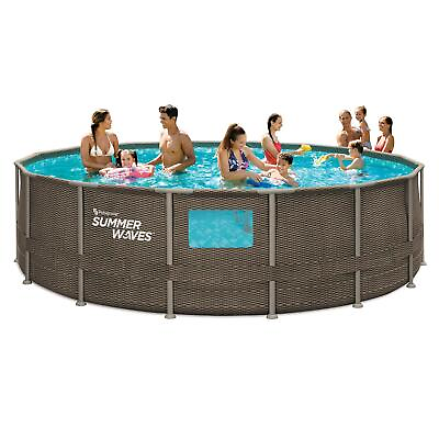 #ad #ad Summer Waves 16 ft Summer Waves Frame Pool with Exterior Wicker Print
