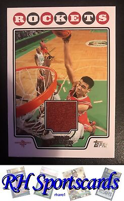 #ad 2008 Topps #TBKR28 Yao Ming Game Used Houston Rockets HOF