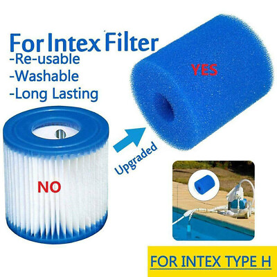 #ad Reusable Cylindrical Swimming Pool Filters Foam Sponge Cleanser Replacement w