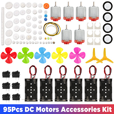 6 Set DC Motors Kit Mini Electric 3V 12V 25000 RPM Strong Magnetic 60Pcs Gears