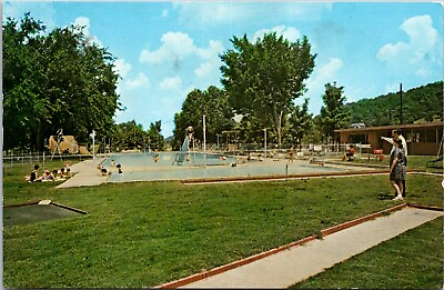 Bella Vista Village AR Park Swimming Pool Slide Swimmers Arkansas postcard H427