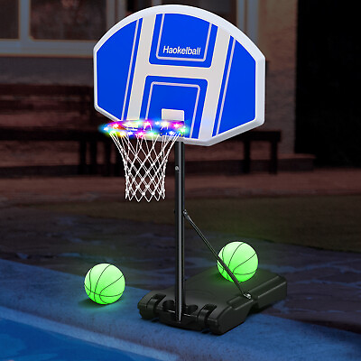 #ad Swimming Pool Poolside Basketball Hoop 41quot; 59quot; Adjustable Height w LightPump