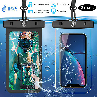 2 Pack Waterproof Cell Phone Pouch Dry Bag Case Cover Swimming For Samsung Phone