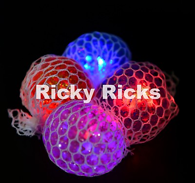 12 Light Up Mesh Balls LED Squishy Grape Squeeze Sensory Fruity Stress Fidget