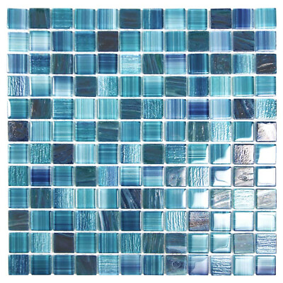 #ad Glass Swimming Pool Tile Seven Seas Bathroom Wall Backsplash Sapphire Blue