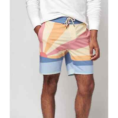 #ad #ad Faherty Men#x27;s Long Length Printed Recycled Swim Shorts Multi Color 28quot; NWOT